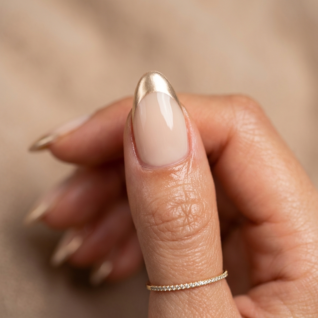 Champagne Chrome French Tırnak Tasarımı