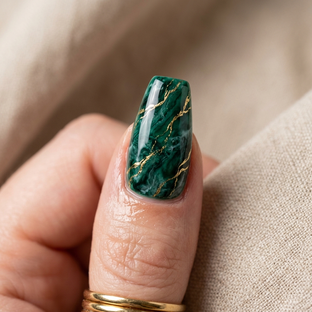 Luxe Emerald Marble Tırnak Tasarımı