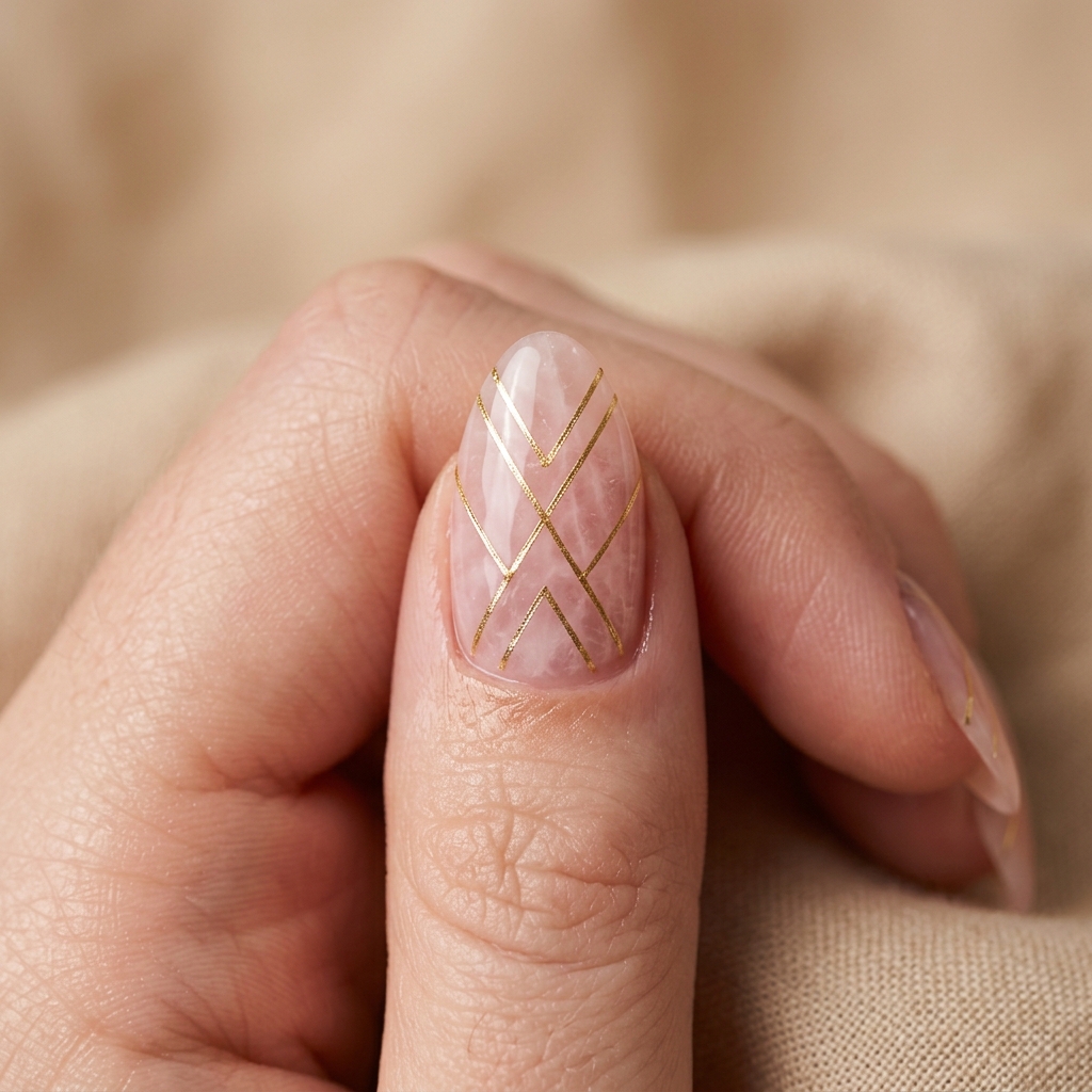 Rose Quartz & Line Tırnak Tasarımı